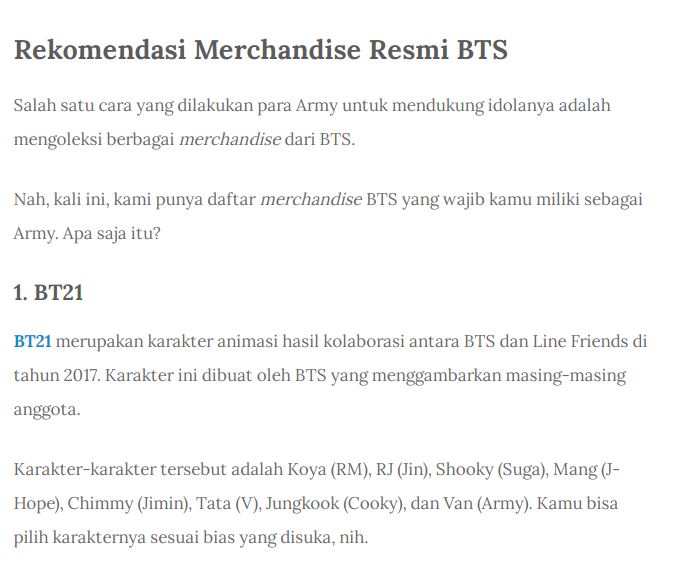 Penawaran Merchandise BTS